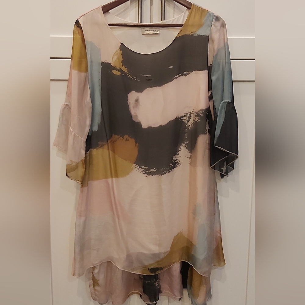 Via Signoria abstract silk dress